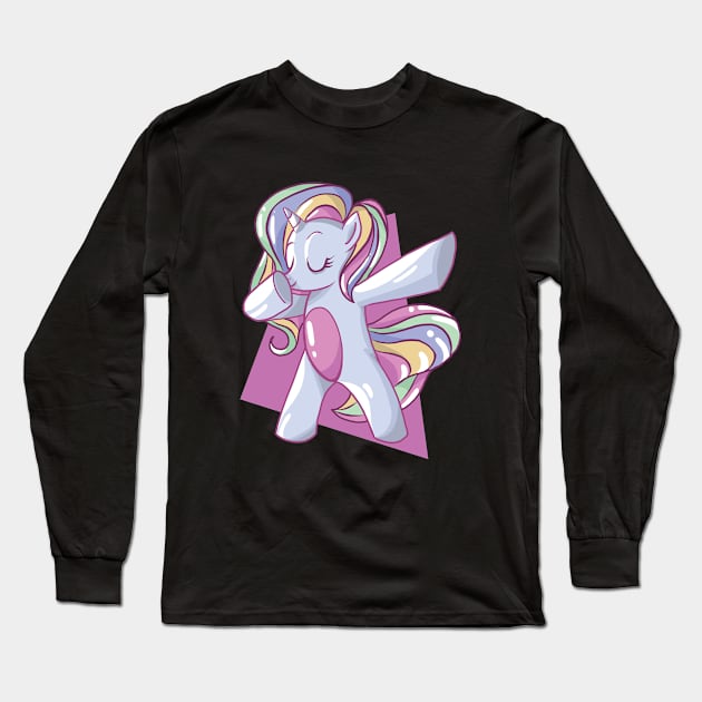 RAINBOW UNICORN dabbing colorful birthday gift Long Sleeve T-Shirt by Midoart